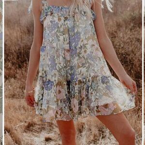 The Part Floral Tiered Chiffon Dress - Vici Aakaa Floral Dress